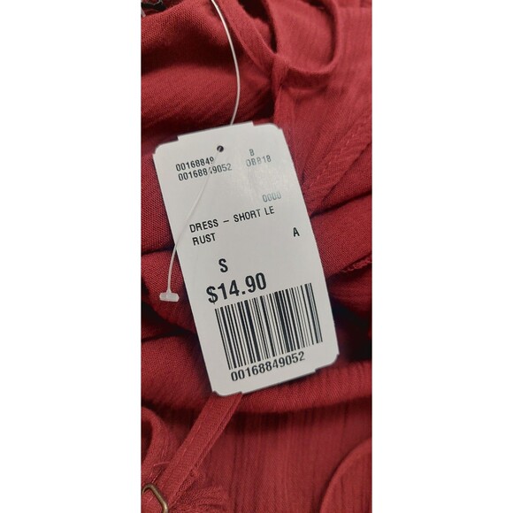 Forever 21 Juniors Size Small Dress Sundress Burgundy Rust Lace Up Rayon - Picture 8 of 12